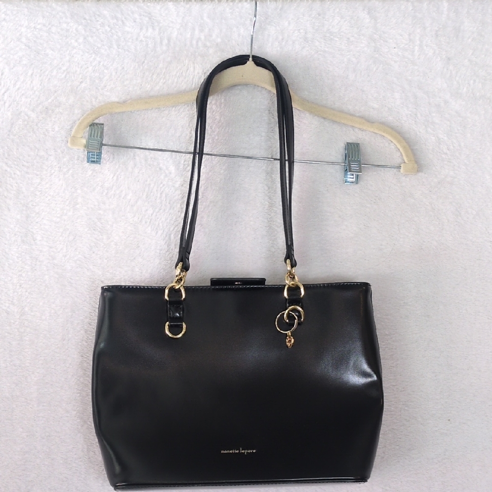 Nanette Lepore Women's Black Faux Leather Shoulder Bag